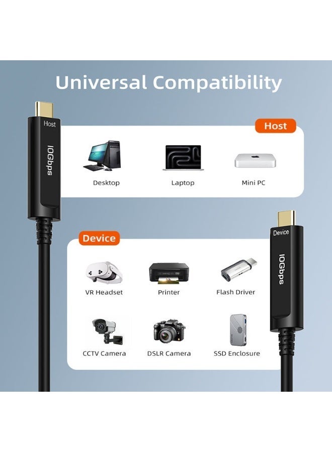 CABLETIME USB-C 3.2 GEN 2 ACTIVE OPTICAL DATA CABLE (AOC) FIBER DATA TRANSFER 10GBPS FOR VR AND CAMERA - Image 3